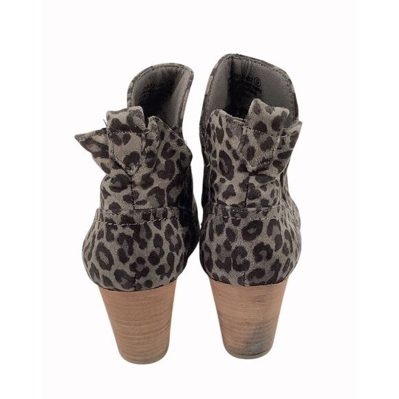 Very G Leopard Print Wedge Ankle Boots Womens 8.5 Suede & Faux Leather - Picture 3 of 8